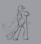  amazon anthro big_breasts breasts breccia cudgel digitalkaiju dinosaur dinozon_fury female guide_lines hi_res huge_breasts mace melee_weapon non-mammal_breasts nude ornithischian reptile scales scalie sketch solo solo_focus stegosaurian stegosaurus thyreophoran weapon wraps 