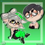  absurd_res animal_crossing animal_crossing_girl animal_humanoid black_hair cephalopod cephalopod_humanoid clothed clothing crossover digital_media_(artwork) ear_piercing eyewear female glasses green_eyes grey_hair hair hi_res human humanoid humanoid_pointy_ears inkling jackintaro looking_at_viewer mammal marie_(splatoon) marine marine_humanoid mollusk mollusk_humanoid nintendo piercing pseudo_hair simple_background sketch smile solo splatoon tentacle_hair tentacles villager_(animal_crossing) yellow_eyes 