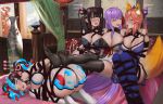  4girls after_kiss animal_ears ass bb_(fate) bdsm bed black_hair blue_hair bondage bound breasts commission double_bun fate/grand_order fate_(series) femdom fox_ears fox_tail grabbing grabbing_another&#039;s_breast grazelz hair_bun harem human_furniture large_breasts long_hair multicolored_hair multiple_girls nipple_slip nipples pink_hair purple_hair restrained saliva saliva_trail sei_shounagon_(fate) skirt tail tamamo_(fate) tamamo_no_mae_(fate/extra) thighhighs tongue tongue_out twintails very_long_hair yang_guifei_(fate) 