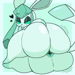  &lt;3 ambiguous_gender anus big_anus big_butt butt digital_drawing_(artwork) digital_media_(artwork) eeveelution eyelashes feral generation_4_pokemon glaceon green_eyes hand_on_butt hi_res huge_butt long_ears looking_at_viewer looking_back nintendo nude pixel_(artwork) pokemon pokemon_(species) presenting presenting_hindquarters simple_background smile solo spread_butt spreading tail thick_thighs zlut385 