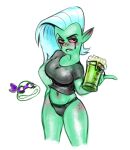  alcohol alien alien_humanoid beverage blush breasts clothed clothing female fingers goodbadartist green_body green_skin hair hand_on_hip hand_on_own_hip hi_res humanoid humanoid_pointy_ears long_hair lord_dominator mask midriff navel noseless not_furry panties pink_sclera simple_background solo teenage_mutant_ninja_turtles underwear wander_over_yonder white_background white_hair 