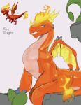  2023 absurd_res anthro blue_eyes butt digital_media_(artwork) dragon dragon_mania_legends english_text fire hi_res horn kogito male membrane_(anatomy) membranous_wings open_mouth orange_body sitting solo tail tan_body teeth text wings 