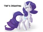  disgust english_text highres horns long_hair looking_at_viewer my_little_pony my_little_pony:_friendship_is_magic no_humans open_mouth purple_hair rarity simple_background single_horn teranen unicorn white_background white_fur 