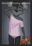  absurd_res age_difference anthro bianca_(darkholm1) canid canine canis clothing colored comic cover cover_art cover_page darkholm1 domestic_dog female hi_res mammal pajamas panties plushie solo teddy_bear text underwear wolf young younger_female 