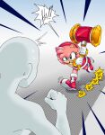  accessory amy_rose anonymous anthro bodily_fluids boots bracelet clothing dress duo eulipotyphlan featureless_face female footwear gloves hair_accessory hairband hammer handwear hedgehog hi_res human jewelry male male/female mammal running sega sonic_the_hedgehog_(series) sweat thmii tools 