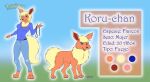  2017 3_toes 4_toes 5_fingers absurd_res anthro blonde_hair blue_eyes bottomwear brown_nose chest_tuft cleavage_cutout clothing ear_piercing ear_ring eeveelution feet female feral fingers flareon fluffy fluffy_tail fur generation_1_pokemon hair hi_res holding_object koriand_wildfire leash long_ears long_hair long_sleeves long_tail markings model_sheet mole_(marking) nintendo open_mouth orange_body orange_fur pants paws piercing pokemon pokemon_(species) pokemorph ring_piercing shirt signature simple_background spanish_text tail text toes topwear tuft xheten 