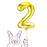  2 anniversary anthro balloon bandai_namco betsumon clothing costume digimon digimon_(species) digimon_ghost_game fursuit gloves grin gsg_rin handwear hi_res inflatable line_art male smile solo 