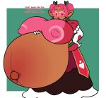  anthro belly big_belly big_breasts breasts bundle-of-kinks clothing cookie_(cookie_run) dress female food food_creature food_humanoid hand_on_hip hand_on_stomach hollyberry_cookie huge_breasts humanoid humanoid_pointy_ears hyper hyper_belly hyper_breasts hyper_pregnancy nipple_outline pregnant queen royalty solo 