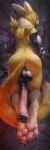  2023 absurd_res animal_genitalia animal_penis anthro armwear backpack balls bandai_namco breasts butt clothing digimon digimon_(species) equine_genitalia equine_penis fingers fur genitals gynomorph hi_res intersex looking_at_viewer looking_back looking_back_at_viewer penis rear_view renamon solo spectrumshift 