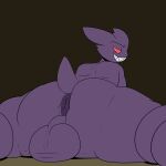  1:1 2023 anthro anus big_butt biped butt digital_media_(artwork) generation_1_pokemon gengar hi_res huge_butt looking_back male nintendo nude perineum pleasantlyplumpthiccness pokemon pokemon_(species) presenting presenting_anus presenting_hindquarters rear_view simple_background smile solo thick_thighs wide_hips 