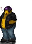  &lt;3 2006 anthro bear black_clothing black_footwear black_jacket black_nose black_shoes black_topwear blue_bottomwear blue_clothing blue_jeans blue_pants bottomwear brown_body brown_ears brown_fur clothing denim denim_clothing footwear full-length_portrait fur hair hand_in_pocket jacket jeans male mammal overweight overweight_anthro overweight_male pants pockets portrait purple_hair round_ears shoes short_hair smile smiling_at_viewer snout solo teddybearlumpkins tongue tongue_out topwear unzipped unzipped_jacket white_body zipper 