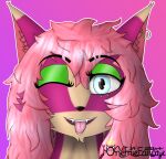  4k 9:16 anthro bodily_fluids canid canine digital_media_(artwork) female fox fur hair hi_res looking_at_viewer mammal onetruefanatyk open_mouth pusia simple_background smile solo 
