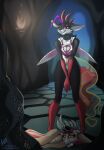  anthro bodysuit canid canine cavern clothing cosplay demon disembodied_head female fox helluva_boss hybrid latex mammal pinup pose queen_bee-lzebub_(helluva_boss) rubber rubber_clothing rubber_suit skinsuit slim solo standing stirren tight_clothing 