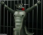  abs anthro ball_gag balls biped bound canid canine canis chained_up countershade_fur countershade_torso countershading fur gag genitals growling hi_res humanoid_genitalia humanoid_penis link_(wolf_form) male mammal nintendo nipples ollieotty penis solo the_legend_of_zelda wolf 