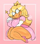  2023 absurd_res anthro big_breasts blonde_hair blush breasts clothed clothing cute_fangs eyewear female glasses hair hi_res koopa magikoopa mario_bros nintendo open_mouth princess_peach scalie solo virito 