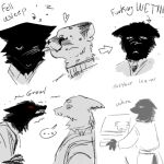  &lt;3 alternate_species angry anthro arthur_puppington black_body black_fur canid canine canis cheetah clay_puppington clothed clothing danielle_stopframe duo ears_back ears_down face_lick father_(lore) father_and_child_(lore) father_and_son_(lore) felid feline fur furrification growling hi_res interspecies kanrix licking male male/male mammal moral_orel parent_(lore) parent_and_child_(lore) parent_and_son_(lore) pivoted_ears sad snout son_(lore) tongue tongue_out wet wet_body wet_fur wolf 