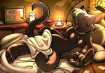  2023 ankh anthro barely_visible_genitalia barely_visible_pussy bedding bedroom_eyes black_body black_fur blanket breasts candle canid canine canis card collar collar_only detailed_background digital_drawing_(artwork) digital_media_(artwork) domestic_cat domestic_dog featureless_breasts featureless_crotch felid feline felis female fur genitals gripping_pillow hi_res housepets! junyois lamp lantern mammal narrowed_eyes nude peanut_butter_(housepets!) pillow pointer pomeranian pussy raised_tail romantic romantic_ambiance sabrina_(housepets!) seductive shaded solo spitz story story_at_source story_in_description tail tarot_(housepets!) tarot_card webcomic webcomic_character white_blanket 