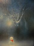  bare_tree dark looking_at_viewer mitzoka2001 night no_humans original scenery snow snowing snowman tree 