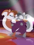  2020 3:4 anthro black_nose brown_body brown_fur buckteeth clothing dancing diacordst duo eyes_closed fluffy fluffy_tail fur fur_tuft grey_body grey_fur hasbro hi_res leotard littlest_pet_shop_a_world_of_our_own male mammal one_leg_up raised_leg rodent sciurid tail teeth tree_squirrel tuft white_body white_fur 
