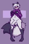  anthro arctic_fox blush canid canine dust_(mewgle) fluffy fluffy_penis fluffy_tail fox fur genitals hi_res looking_at_viewer mammal mewgle multicolored_body multicolored_fur penis presenting presenting_penis purple_eyes purple_penis solo tail two_tone_body two_tone_fur 