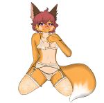 adelaidee anthro blush blushing_at_viewer canid canine clothing ear_blush female fox lingerie mammal solo 