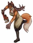  accessory action_pose anon2000000 anthro boots bottomwear breasts brown_hair butt canid canine claws clothed clothing digital_media_(artwork) digital_painting_(artwork) dipstick_tail fear_and_hunger female fingers footwear fox fur grey_eyes hair hi_res holding_object holding_weapon inner_ear_fluff long_hair looking_at_viewer mammal markings multicolored_body multicolored_fur multicolored_tail overalls pose simple_background snout solo tail tail_markings tools topwear tuft two_tone_body two_tone_fur weapon white_background white_body white_fur wrench 