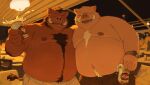  2023 anthro belly big_belly detailed_background duo eyes_closed hi_res humanoid_hands huynhduyad14 kemono male mammal moobs nipples overweight overweight_male suid suina sus_(pig) wild_boar 