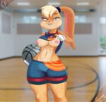  anthro breasts clothed clothing clothing_lift female hi_res lagomorph leporid lola_bunny looney_tunes mammal presenting presenting_breasts rabbit solo souley69 space_jam warner_brothers 
