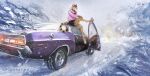  anoroth anthro car clothing dodge_(brand) door_open felid feline hi_res jacket mammal road serval sitting_on_car snow snowing solo speedpaint topwear vehicle winter 