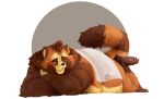  2018 anthro belly brown_arms brown_ears brown_paws canid canine claws digital_media_(artwork) eyebrows facial_markings fluffy fluffy_eyebrows fluffy_tail fur geometric_background green_eyes grey_background head_markings head_tuft hi_res leg_markings male mammal marcus_fukuyama markings nude overweight overweight_anthro overweight_male raccoon_dog ring_(marking) rumash simple_background snout snout_markings socks_(marking) solo tail tan_belly tan_body tan_eyebrows tan_fur tan_inner_ear tanuki toe_claws towel towel_only tuft white_background white_towel 