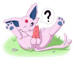  absurd_res animal_genitalia animal_penis anus balls blep blush blush_lines bodily_fluids canine_genitalia canine_penis eeveelution espeon feral generation_2_pokemon genital_fluids genitals gooeythings hi_res lying male nintendo on_back pawpads paws penis pokemon pokemon_(species) precum purple_eyes solo speech_bubble spread_legs spreading tail teeth tongue tongue_out 