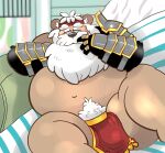  2023 absurd_res anthro bear beard belly big_belly bottomwear clothing detailed_background eyewear facial_hair glasses hi_res kemono loincloth m2vcjtad5hsdvla male mammal navel overweight overweight_male solo 