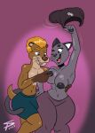  anthro arm_around_partner beat_banger big_breasts bottomwear breasts brown_body brown_fur bulge cathy_smith choker clothed clothing domestic_cat duo felid feline felis female fur grey_body grey_fur hair hand_on_hip hi_res jewelry looking_at_another looking_at_partner male male/female mammal mustelid navel necklace nipple_fetish nipple_pinch nipple_play nipples one_eye_closed orange_hair otter pants pinch rufus_(sparkpad) shorts sparkpad tail_around_partner tongue tongue_out topless topless_female topless_male wide_hips 