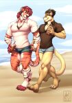  aden_(evilfawx) anthro beach cougar digital_drawing_(artwork) digital_media_(artwork) duo felid feline hi_res male male/male mammal muscular outside pantherine ra&#039;jah_(luseph) redlynx369 romantic romantic_couple seaside tiger 