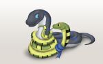  akaikosh blue_eyes blue_tongue coiling duo feral green_body grey_body happy male male/male orange_eyes reptile scalie scarf simple_background snake tail tongue white_background 