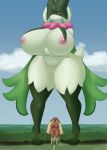  absurd_res anthro belly big_breasts breasts duo female generation_4_pokemon generation_9_pokemon genitals hi_res huge_breasts lopunny macro meowscarada nintendo nipples pokemon pokemon_(species) pussy r-rova size_difference size_play thick_thighs wide_hips 