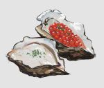  absurdres food food_focus highres no_humans original oyster potatomochii roe seafood shell simple_background still_life white_background 