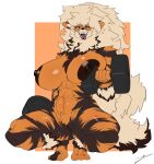  abs absurd_res anthro arcanine big_breasts breasts colored crouching dumbbell female generation_1_pokemon hb-viper hi_res muscular muscular_anthro muscular_female nintendo nude pokemon pokemon_(species) sharp_teeth solo tagme teeth weights 