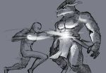  2d_animation 3_horns alien animated anthro clothed clothing crossover duo faceless_character faceless_human faceless_male fight horn human konami loincloth_only loop male mammal meandraco meme metal_gear metal_gear_rising:_revengeance multi_horn muscular muscular_male nude punch size_difference sketch sparks standing standing_here_meme teraurge topless tornoth_(teraurge) 