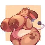  2023 :3 anthro areola arm_under_breasts belly big_areola big_breasts big_ears big_nipples biped bodily_fluids border bovid bovine breasts brown_areola brown_body brown_ears brown_fur brown_nipples brown_nose brown_tail collar collar_only colored curvy_figure cute_fangs digital_media_(artwork) eyes_closed facial_markings featureless_crotch female floppy_ears forehead_markings front_view fur generation_2_pokemon glistening glistening_body glistening_fur head_markings hi_res horn huge_areola huge_breasts huge_hips huge_thighs inverted_nipples lactating leg_markings lightmizano mammal markings milk miltank monotone_ears multi_tone_fur multicolored_body multicolored_fur multicolored_tail nintendo nipples nude open_:3 open_mouth open_smile overweight overweight_anthro overweight_female pink_inner_ear pokemon pokemon_(species) pokemorph portrait shaded signature simple_background small_horn smile solo standing tail tan_body tan_fur tan_tail thick_thighs three-quarter_portrait three-quarter_view two_tone_tail voluptuous white_border white_horn wide_hips yellow_background 