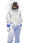  1other ambiguous_gender bee beehive beekeeping_suit bug commentary deadfishspy english_commentary gloves highres object_head original simple_background solo standing white_background white_gloves 