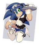  anthro balls bodily_fluids clothed clothing crossdressing cum eyelashes genital_fluids genitals girly hi_res legwear looking_at_viewer maid_uniform male penis scarletstar_23 sega solo sonic_the_hedgehog sonic_the_hedgehog_(series) thigh_highs uniform 