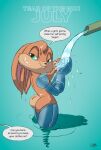  2023 acornart anthro archie_comics bathing biped breasts bunnie_rabbot butt closed_smile countershade_face countershading cybernetic_arm cybernetic_leg cybernetic_limb cybernetics cyborg dialogue english_text female floppy_ears half-closed_eyes head_tuft hi_res lagomorph leporid looking_back machine mammal mouth_closed narrowed_eyes nude offscreen_character partially_submerged rabbit scut_tail sega short_tail side_view simple_background smile solo sonic_the_hedgehog_(archie) sonic_the_hedgehog_(comics) sonic_the_hedgehog_(series) speech_bubble standing_in_water tail tan_body text tuft water wet 