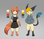  anthro bangs bottomless braided_hair braided_ponytail canid canine canis cedar_(ezpups) clothed clothing digitigrade domestic_cat dress duo ear_tuft ezpups felid feline felis female fluffy fluffy_tail hair handpaw hindpaw hoodie hoodie_only male mammal paws ponytail shimmer_(ezpups) tail tail_tuft topwear topwear_only tuft wolf 
