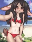  anthro beach bikini clothing elronya fan_character female hair hi_res lagomorph leporid long_hair mammal outside rabbit ronya seaside solo swimwear wet wet_hair 