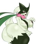  absurd_res anthro areola big_breasts black_body breasts butt female generation_9_pokemon genitals green_body hi_res killer._ez looking_at_viewer meowscarada nintendo open_mouth pokemon pokemon_(species) purple_eyes pussy simple_background solo thick_thighs tongue tongue_out white_background 