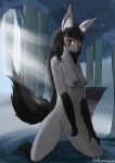  absurd_res anthro breasts female forest forest_background generation_3_pokemon genitals hi_res mammal medium_breasts mightyena nature nature_background nintendo nude plant pokemon pokemon_(species) pussy ruinslynx solo tree 