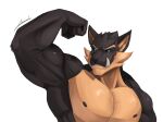  abs absurd_res adrovmike anthro biceps biceptember body canid canine canis digital_media_(artwork) fur furry general_(disambiguation) hair half hi_res invalid_tag male mammal muscular muscular_anthro muscular_male nipples pecs sfw_version smile solo wolf 