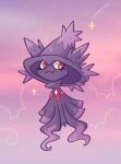  floating full_body hat highres kazunekomori looking_to_the_side mismagius no_humans pink_eyes pokemon pokemon_(creature) sideways_glance solo sparkle witch_hat 