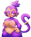  absurd_res accessory anthro ape big_breasts big_butt bloons_tower_defense breasts butt camel_toe colored_nails eyeshadow ezili female fur genitals gold_(metal) hair hair_accessory hair_tie haplorhine hi_res humanoid jewelry makeup mammal monkey nails ninja_kiwi ponytail primate purple_body purple_fur scar solo tail wide_hips wishboneillustration 